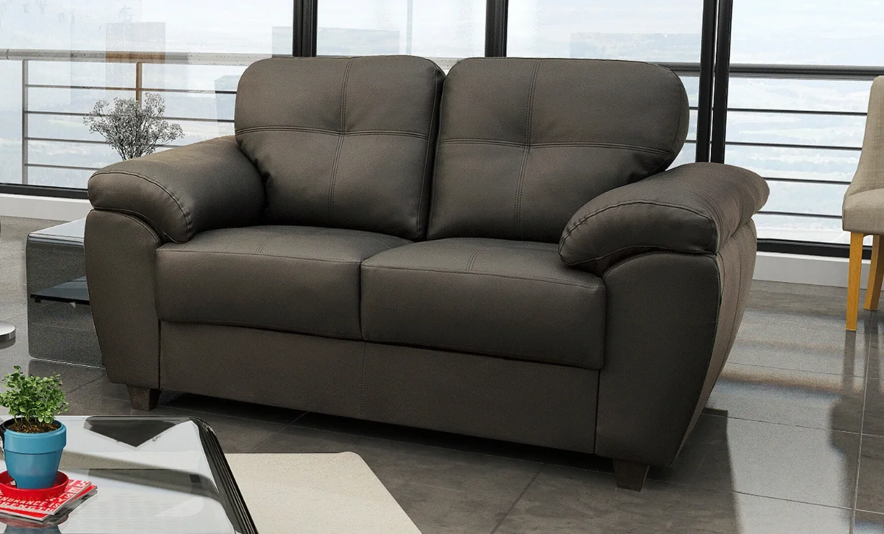 Capri 2 Seater Black Leather Sofa 